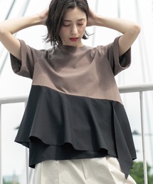 OPAQUE.CLIP | アシンメトリー切替ドッキングトップス(Tシャツ/カットソー)