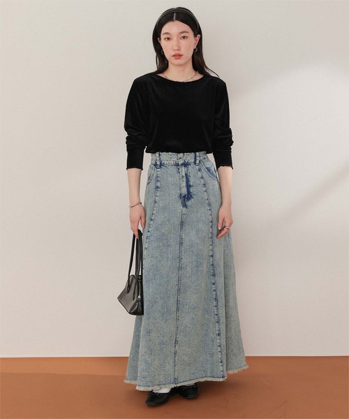 titivate（ティティベイト）の「ハイウエストボリュームフレアデニムスカート（デニムスカート・レディース・ライトブルー/グレー/ブルー・L/M/S）」の15枚目の写真