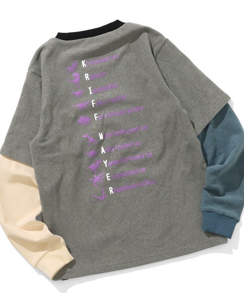 KRIFF MAYER Kid's Collection（クリフメイヤーキッズコレクション）の「【伸縮性･ストレッチ】もちのびJOIN-T（恐竜）（Tシャツ/カットソー・キッズ・グレー/カラフル/ナチュラル/ダークブルー/ブラック・140/130/150/120/170/160）」の5枚目の写真