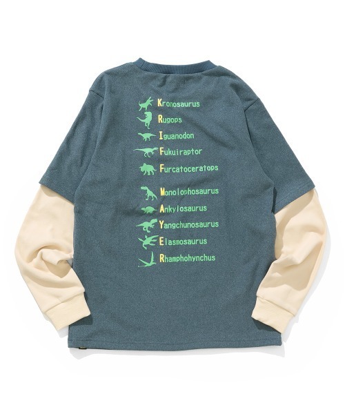 KRIFF MAYER Kid's Collection（クリフメイヤーキッズコレクション）の「【伸縮性･ストレッチ】もちのびJOIN-T（恐竜）（Tシャツ/カットソー・キッズ・グレー/カラフル/ナチュラル/ダークブルー/ブラック・140/130/150/120/170/160）」の6枚目の写真