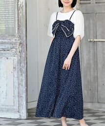 ネイビー」に該当するワンピース/ドレス（ドット柄