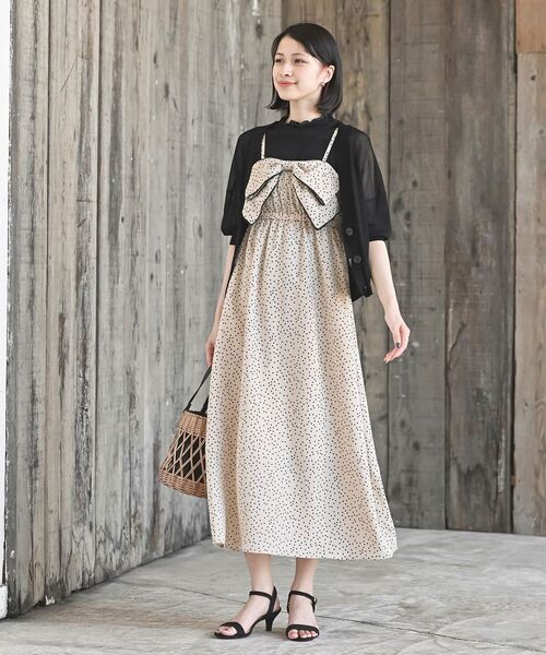 リボンプリントワンピース GBEG サイズS RIENDA GOLF | 【RIENDA GOLF】バックリボンプリンセスカット