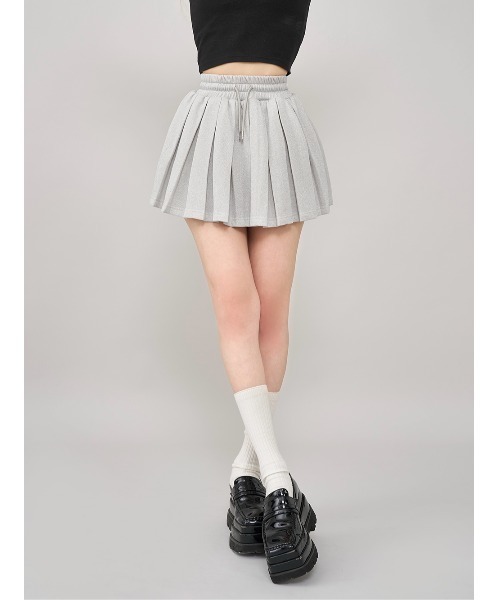 ラメスウェットボックスプリーツミニスカート ラメスウェットボックスプリーツミニスカート（スカート