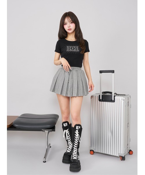 Darich ラメスウェットボックスプリーツミニスカート GRY FLサイズ ダーリッチ Darich ラメスウェットボックスプリーツミニスカート