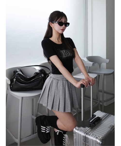 Darich ラメスウェットボックスプリーツミニスカート GRY FLサイズ ダーリッチ Darich ラメスウェットボックスプリーツミニスカート