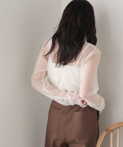 forksy.(フォルクシー)の「【forksy.】プリーツシアーシャーリングスリーブトップス(Tシャツ/カットソー・レディース・イエロー/ダークブラウン/アイボリー/ブラック/チャコールグレー/ネイビー/ピンク・FREE)」の10枚目の写真