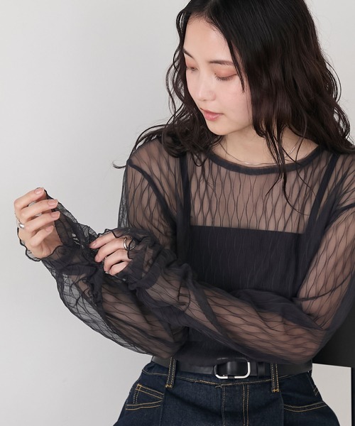forksy.(フォルクシー)の「【forksy.】プリーツシアーシャーリングスリーブトップス(Tシャツ/カットソー・レディース・イエロー/ダークブラウン/アイボリー/ブラック/チャコールグレー/ネイビー/ピンク・FREE)」の21枚目の写真