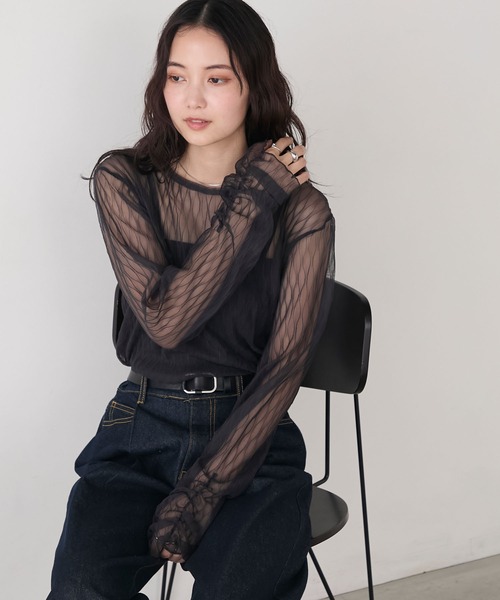 forksy.】プリーツシアーシャーリングスリーブトップス forksy.│MONO