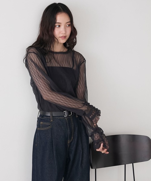 forksy.】プリーツシアーシャーリングスリーブトップス forksy.│MONO