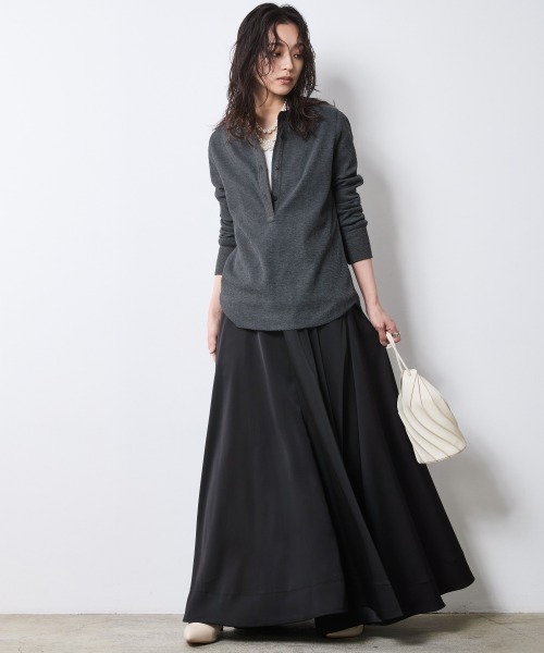 CHIC STYLE（シックスタイル）の「サーマルヘンリーネックプルオーバー＜大きいサイズ有＞シックスタイル（Tシャツ/カットソー・レディース・モカ/杢グレー/ブラック・5L/4L/3L/LL/L/M）」の18枚目の写真