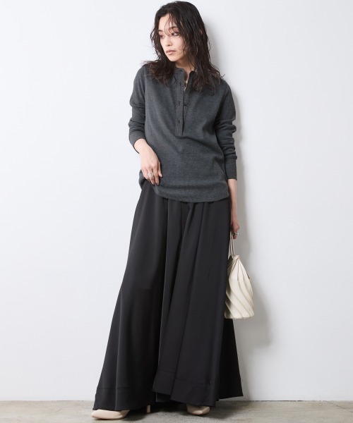 CHIC STYLE（シックスタイル）の「サーマルヘンリーネックプルオーバー＜大きいサイズ有＞シックスタイル（Tシャツ/カットソー・レディース・モカ/杢グレー/ブラック・5L/4L/3L/LL/L/M）」の16枚目の写真