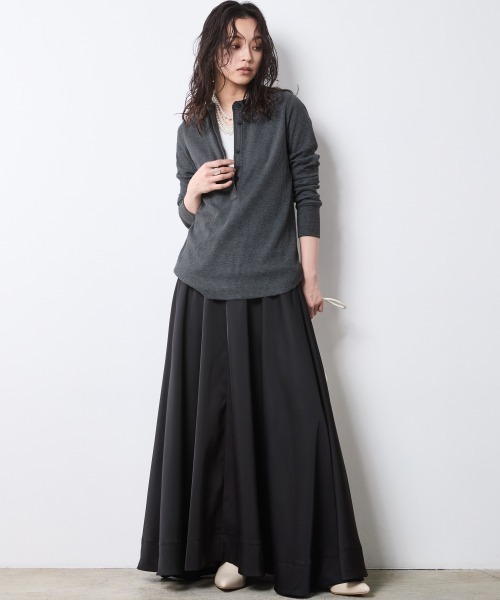 CHIC STYLE（シックスタイル）の「サーマルヘンリーネックプルオーバー＜大きいサイズ有＞シックスタイル（Tシャツ/カットソー・レディース・モカ/杢グレー/ブラック・5L/4L/3L/LL/L/M）」の4枚目の写真