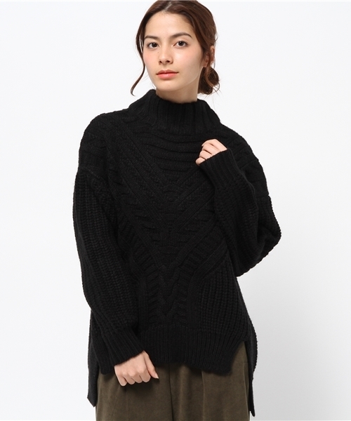 DouDou(ドゥドゥ)の「【DouDou】モヘア混ローゲージ地柄ニット(ニット/セーター・レディース・オフホワイト/ブラック・MEDIUM)」の11枚目の写真