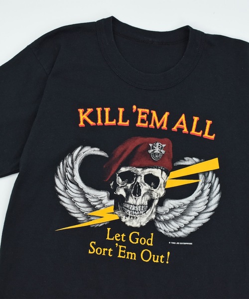 MILITARY(ミリタリー)の「【USED】80’s U.S.ARMY “KILL'EM ALL” ミリタリー Tシャツ(Tシャツ/カットソー・メンズ・ブラック・SMALL)」の3枚目の写真