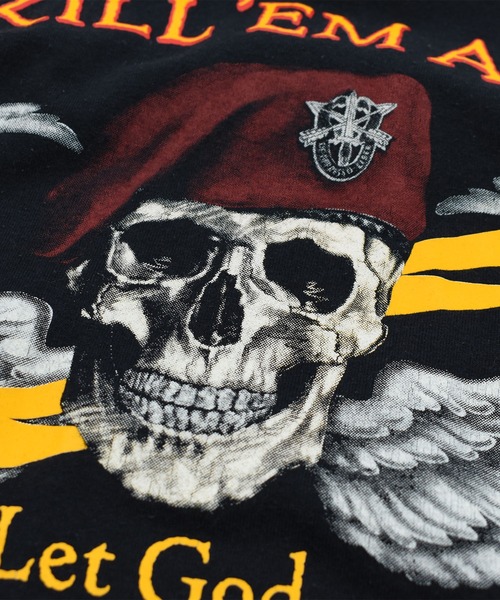 MILITARY(ミリタリー)の「【USED】80’s U.S.ARMY “KILL'EM ALL” ミリタリー Tシャツ(Tシャツ/カットソー・メンズ・ブラック・SMALL)」の4枚目の写真