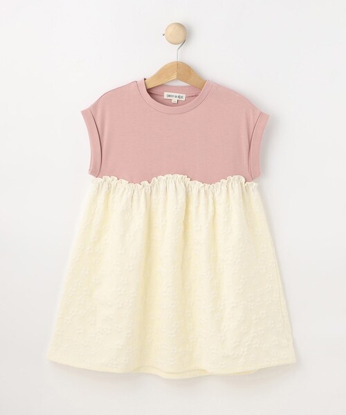 SHOO・LA・RUE（シューラルー）の「【100-120cm】フラワージャガードドッキングワンピース（ワンピース・キッズ・アイボリー系4/ピンク系9・10/12/11）」の2枚目の写真