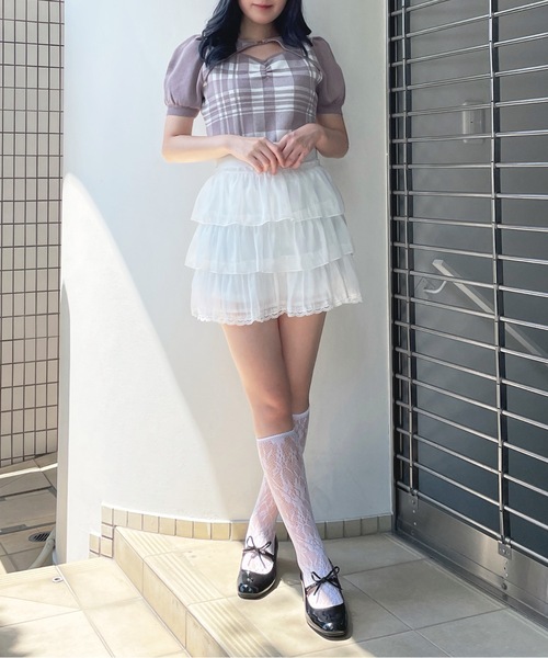 abc une face(アーベーセーアンフェイス)の「フロントアキパイピングニット(ニット/セーター・レディース・ブラック系その他/ホワイト/ピンク系その他・FREE)」の12枚目の写真