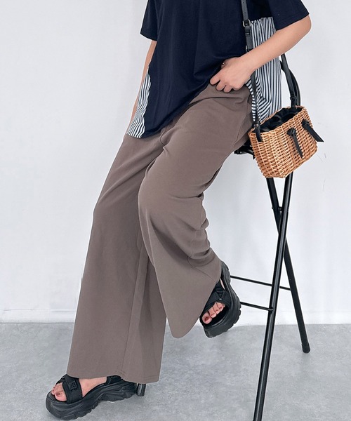 AS KNOW AS plus（アズノゥアズプラス）の「♪セミワイド ストレッチイージーパンツ（その他パンツ・レディース・アイボリー/ブラック/モカ/ブラウン系/ブラック系その他/ブラック系・FREE）」の5枚目の写真