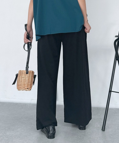 AS KNOW AS plus（アズノゥアズプラス）の「♪セミワイド ストレッチイージーパンツ（その他パンツ・レディース・アイボリー/ブラック/モカ/ブラウン系/ブラック系その他/ブラック系・FREE）」の9枚目の写真