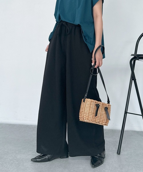 AS KNOW AS plus（アズノゥアズプラス）の「♪セミワイド ストレッチイージーパンツ（その他パンツ・レディース・アイボリー/ブラック/モカ/ブラウン系/ブラック系その他/ブラック系・FREE）」の8枚目の写真