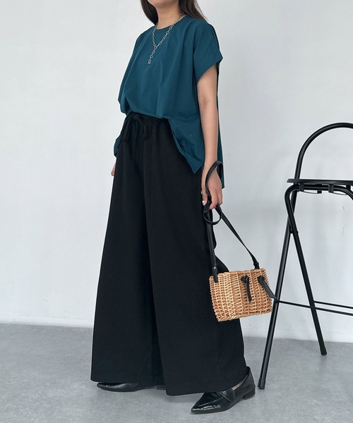 AS KNOW AS plus（アズノゥアズプラス）の「♪セミワイド ストレッチイージーパンツ（その他パンツ・レディース・アイボリー/ブラック/モカ/ブラウン系/ブラック系その他/ブラック系・FREE）」の11枚目の写真