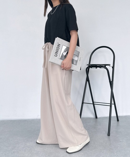 AS KNOW AS plus（アズノゥアズプラス）の「♪セミワイド ストレッチイージーパンツ（その他パンツ・レディース・アイボリー/ブラック/モカ/ブラウン系/ブラック系その他/ブラック系・FREE）」の16枚目の写真