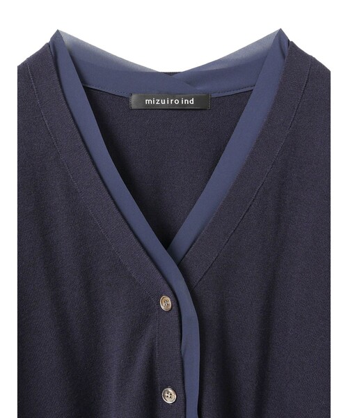 mizuiroind（ミズイロインド）の「mizuiro ind シフォンフリルVネックカーディガン（カーディガン/ボレロ・レディース・チャコールグレー/ブラック/ネイビー・FREE）」の17枚目の写真