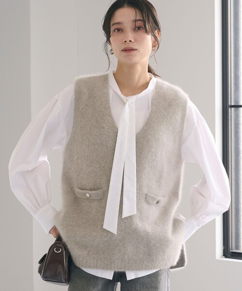 ヘアリー ニット ベスト（ベスト）｜green label relaxing（グリーン