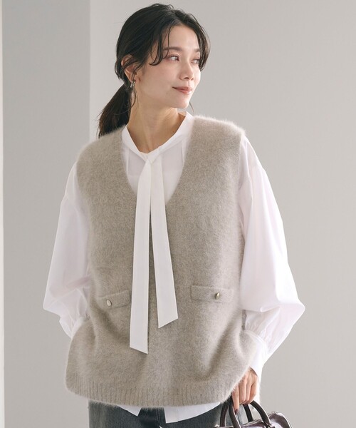 ヘアリー ニット ベスト（ベスト）｜green label relaxing（グリーン