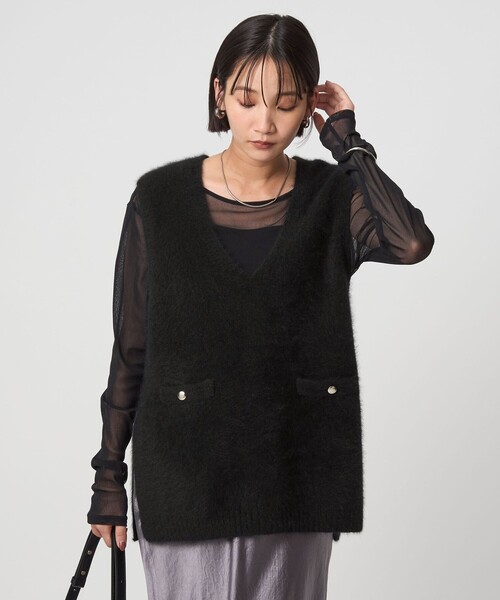 セール】ヘアリー ニット ベスト（ベスト）｜green label relaxing