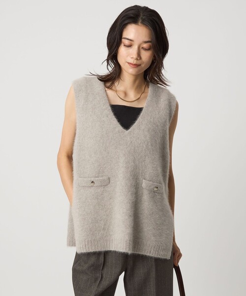 712 プロフご覧ください☆　ヘアリーニットベスト ヘアリー ニット ベスト（ベスト）｜green label relaxing（グリーン