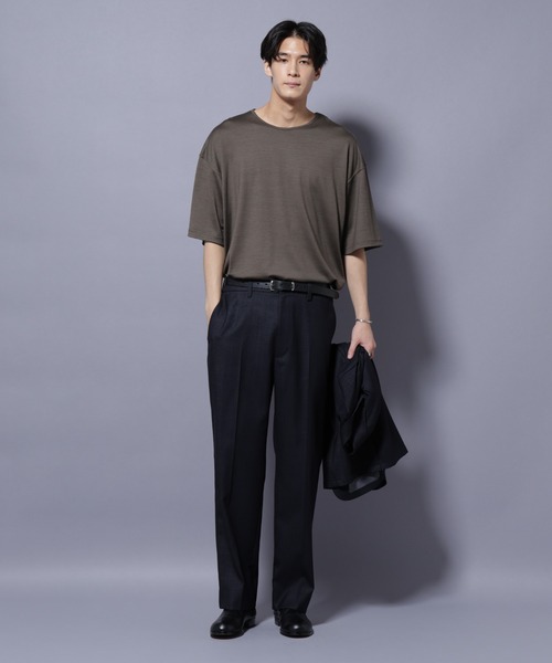 NANO universe（ナノユニバース）の「「N TROUSERS PREMIUM」ウールデニムストレートパンツ/STRETCH(セットアップ可)（スラックス・メンズ・ブラック/ネイビー・S/L/M）」の4枚目の写真