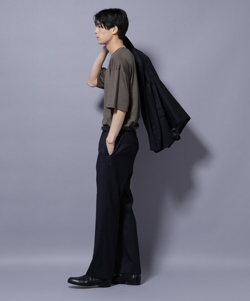 NANO universe（ナノユニバース）の「「N TROUSERS PREMIUM」ウールデニムストレートパンツ/STRETCH(セットアップ可)（スラックス・メンズ・ブラック/ネイビー・S/L/M）」の8枚目の写真