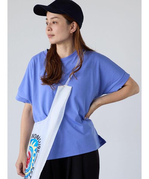 Lugnoncure(ルノンキュール)の「【接触冷感】ロールスリーブトップス(Tシャツ/カットソー・レディース・ブラウン/オフホワイト/チャコールグレー/ブルー・F)」の4枚目の写真