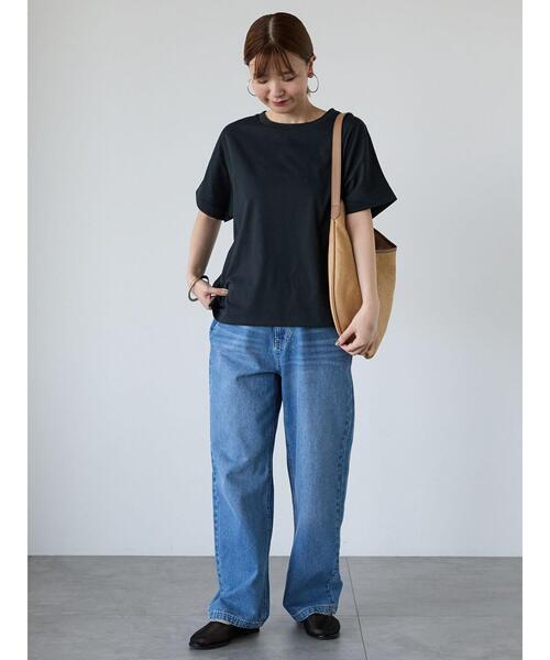 Lugnoncure(ルノンキュール)の「【接触冷感】ロールスリーブトップス(Tシャツ/カットソー・レディース・ブラウン/オフホワイト/チャコールグレー/ブルー・F)」の11枚目の写真