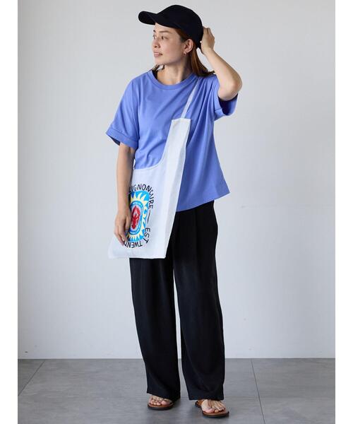 Lugnoncure(ルノンキュール)の「【接触冷感】ロールスリーブトップス(Tシャツ/カットソー・レディース・ブラウン/オフホワイト/チャコールグレー/ブルー・F)」の14枚目の写真