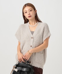 [ロングシーズン活躍]シャギーニットベストカーディガン