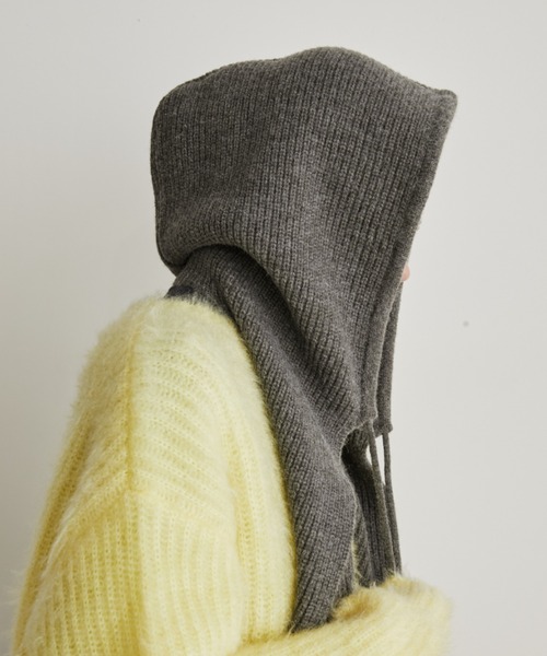 Auntie Rosa Holiday（アンティローザホリデー）の「アルパカタッチフライトニットキャップ（ニットキャップ/ビーニー・レディース・グレイッシュベージュ/チャコールグレー・FREE）」の5枚目の写真