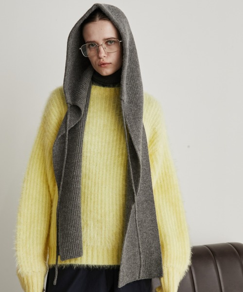 Auntie Rosa Holiday（アンティローザホリデー）の「アルパカタッチフライトニットキャップ（ニットキャップ/ビーニー・レディース・グレイッシュベージュ/チャコールグレー・FREE）」の6枚目の写真