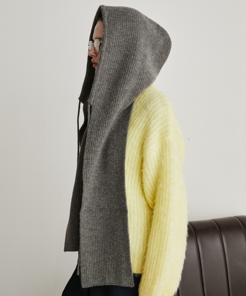 Auntie Rosa Holiday（アンティローザホリデー）の「アルパカタッチフライトニットキャップ（ニットキャップ/ビーニー・レディース・グレイッシュベージュ/チャコールグレー・FREE）」の7枚目の写真