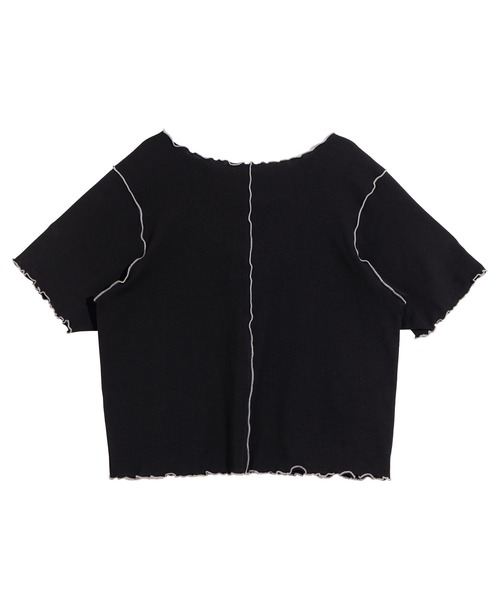 PUNYUS（プニュズ）の「レースアップ配色メロウＴシャツ（Tシャツ/カットソー・レディース・ブラック/サックスブルー・1/2/3/4）」の15枚目の写真