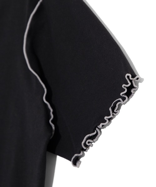 PUNYUS（プニュズ）の「レースアップ配色メロウＴシャツ（Tシャツ/カットソー・レディース・ブラック/サックスブルー・1/2/3/4）」の20枚目の写真