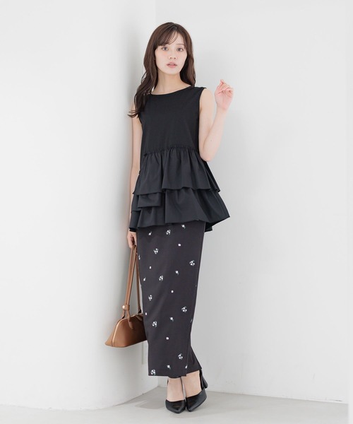 Andemiu（アンデミュウ）の「キリカエカットノースリーブ589239（Tシャツ/カットソー・レディース・ホワイト/ブラック・FREE）」の3枚目の写真