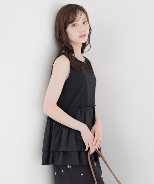 Andemiu（アンデミュウ）の「キリカエカットノースリーブ589239（Tシャツ/カットソー・レディース・ホワイト/ブラック・FREE）」の4枚目の写真