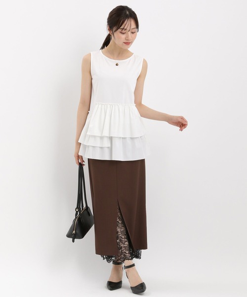 Andemiu（アンデミュウ）の「キリカエカットノースリーブ589239（Tシャツ/カットソー・レディース・ホワイト/ブラック・FREE）」の6枚目の写真