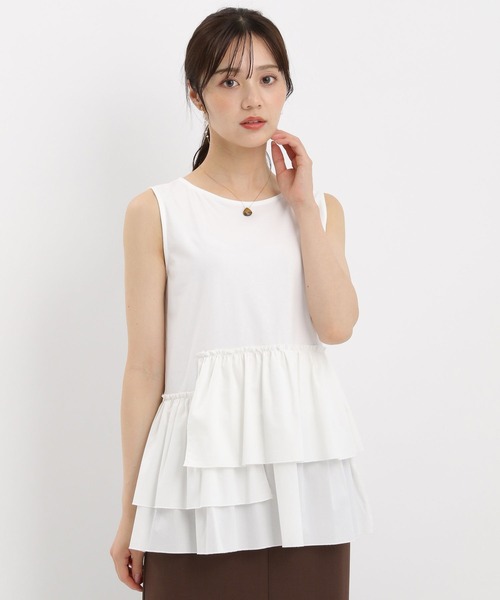 Andemiu（アンデミュウ）の「キリカエカットノースリーブ589239（Tシャツ/カットソー・レディース・ホワイト/ブラック・FREE）」の7枚目の写真