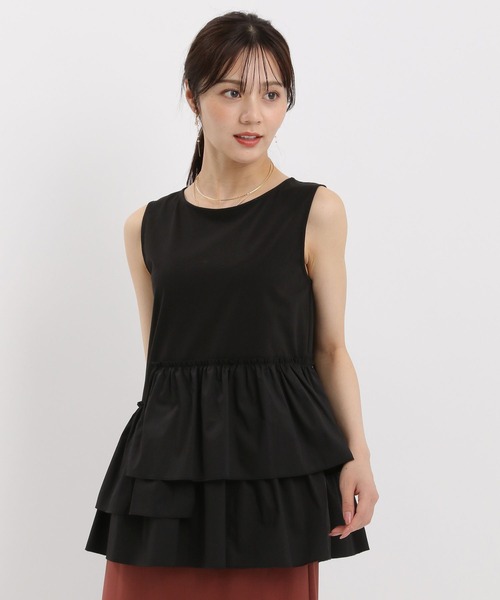 Andemiu（アンデミュウ）の「キリカエカットノースリーブ589239（Tシャツ/カットソー・レディース・ホワイト/ブラック・FREE）」の9枚目の写真