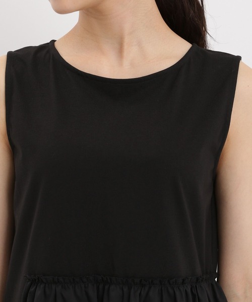 Andemiu（アンデミュウ）の「キリカエカットノースリーブ589239（Tシャツ/カットソー・レディース・ホワイト/ブラック・FREE）」の15枚目の写真