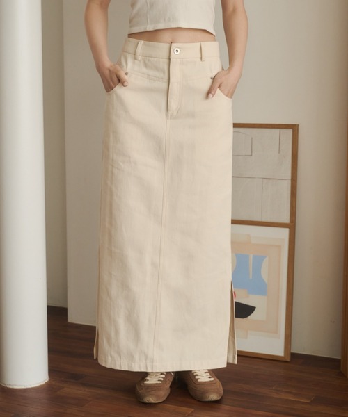 REMOON(リムーン)の「ツイルロングスカート(スカート・レディース・ブラウン/ナチュラル・FREE)」の6枚目の写真