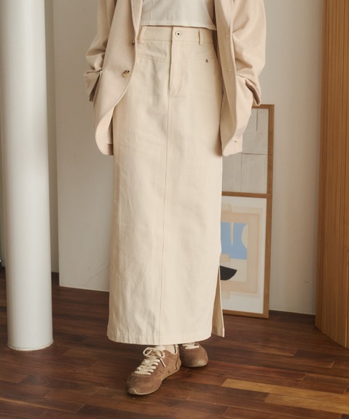 REMOON(リムーン)の「ツイルロングスカート(スカート・レディース・ブラウン/ナチュラル・FREE)」の3枚目の写真